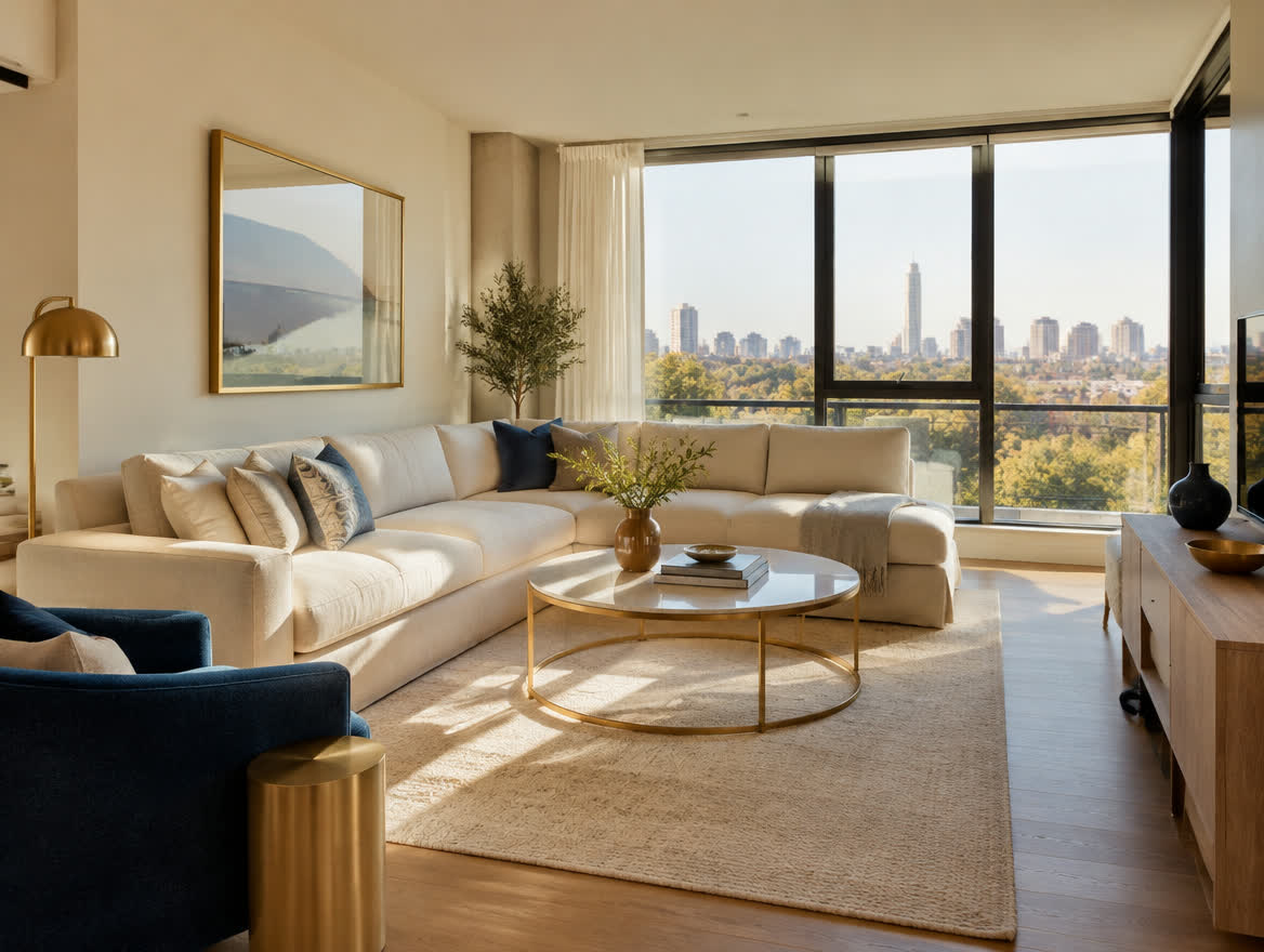 Bright, modern apartment living room