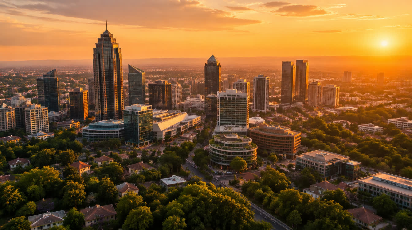 Sandton skyline at golden hour